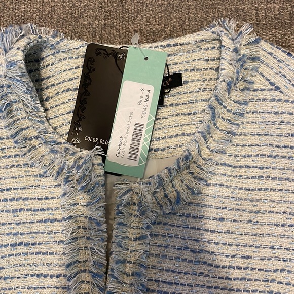 Colorblock Nyah Wool Tweed Jacket blue and white - Picture 2 of 4